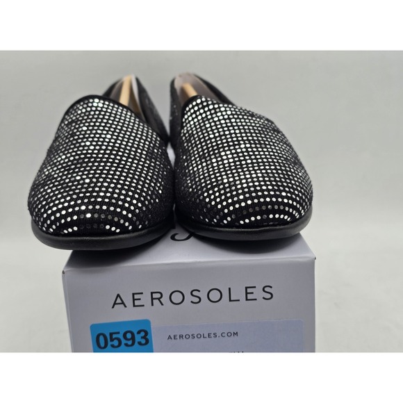 Aerosoles Betunia Shoes Women Silver Black Slip On Loafers Comfort Flats Sz 6.5W - Picture 2 of 13